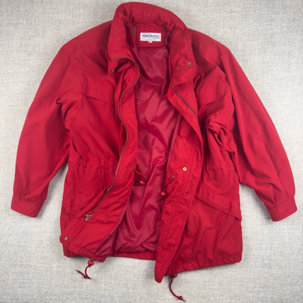 Vintage Forecaster of Boston Red Parka Jacket Women's L‎ Hooded Korea 80s 90s - Picture 3 of 14